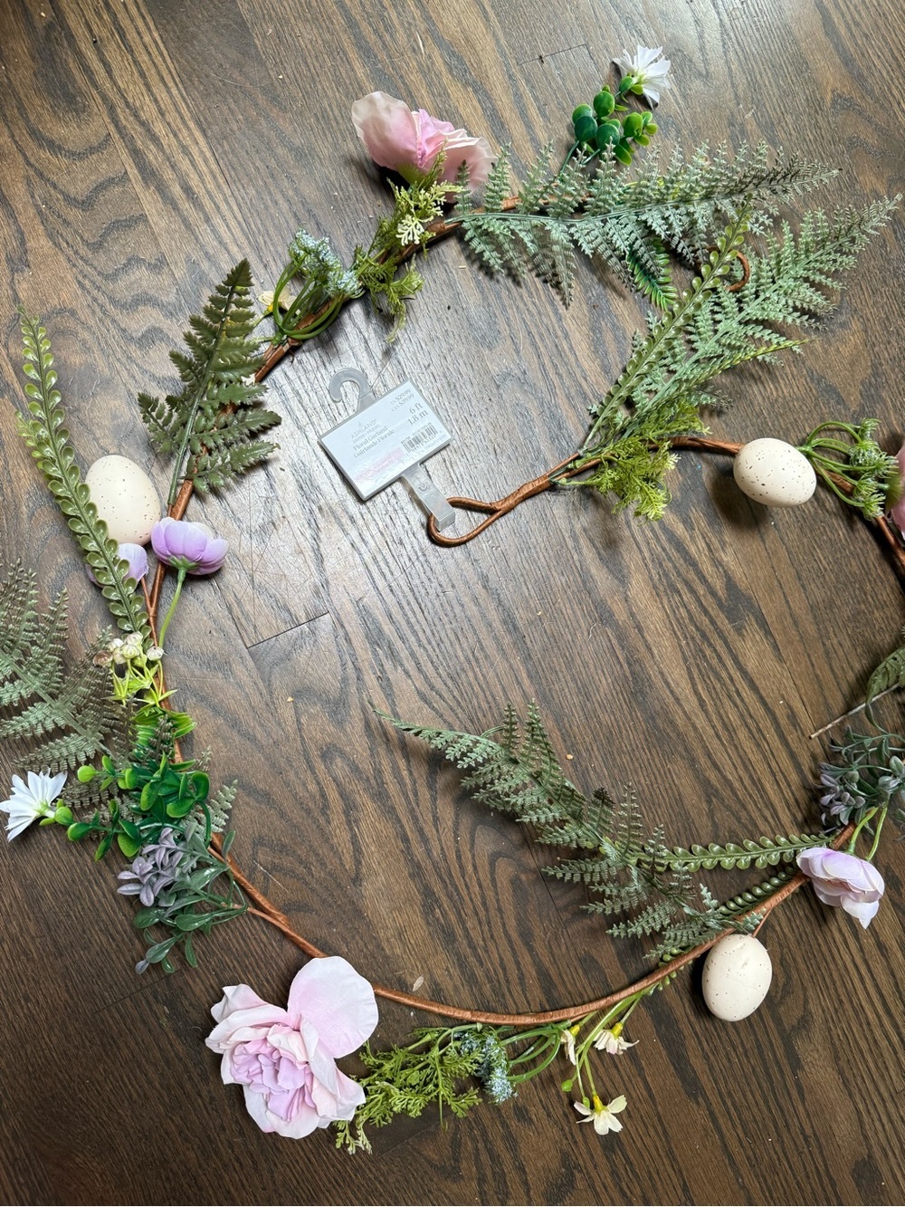 Ashland Spring Floral Garland with Green Ferns and Pink Blooms - Picture 3 of 3